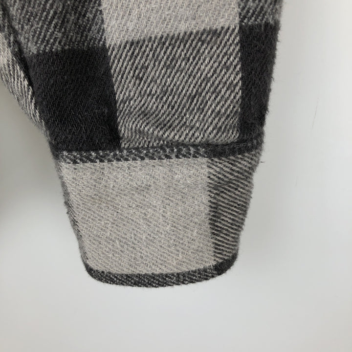 90'S Prentiss Buffalo Check Long-Sleeve Heavy Flannel Check Shirt, Made in USA, Men's Size S (Equivalent), Vintage cotton gray type Vintage Second Hand