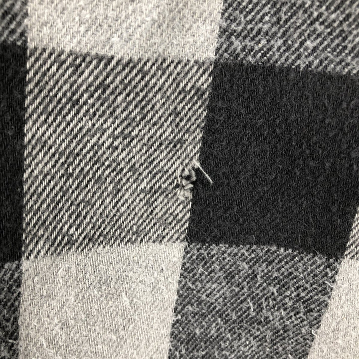 90'S Prentiss Buffalo Check Long-Sleeve Heavy Flannel Check Shirt, Made in USA, Men's Size S (Equivalent), Vintage cotton gray type Vintage Second Hand