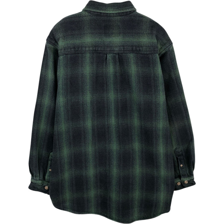2000'S FIELDandSTREAM Long-Sleeve Flannel Check Shirt, Men's Size L (approx.) cotton Green type dark green Vintage Second Hand