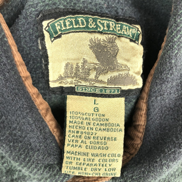 2000'S FIELDandSTREAM Long-Sleeve Flannel Check Shirt, Men's Size L (approx.) cotton Green type dark green Vintage Second Hand