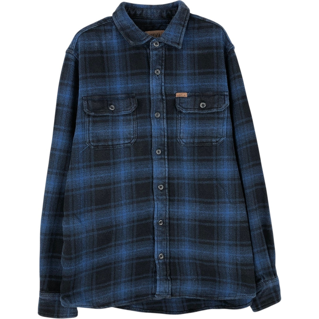 ORVIS Long Sleeve Heavy Flannel Check Shirt, Men's Size M cotton blue type Vintage Second Hand