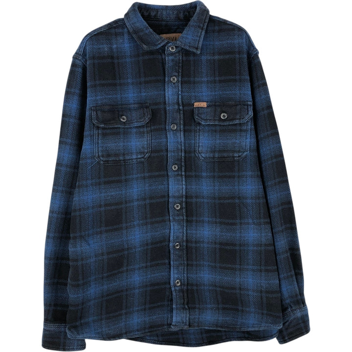 ORVIS Long Sleeve Heavy Flannel Check Shirt, Men's Size M cotton blue type Vintage Second Hand