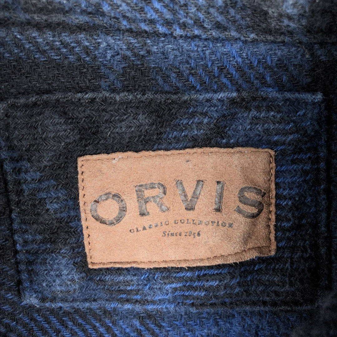 ORVIS Long Sleeve Heavy Flannel Check Shirt, Men's Size M cotton blue type Vintage Second Hand