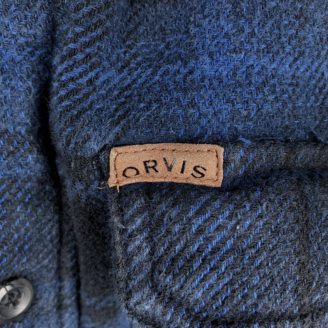 ORVIS Long Sleeve Heavy Flannel Check Shirt, Men's Size M cotton blue type Vintage Second Hand