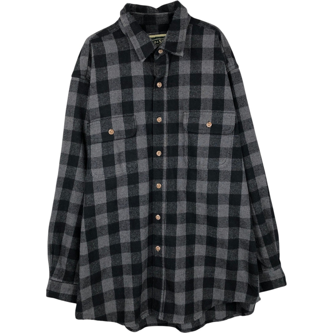 FIELD and STREAM Buffalo Check Long Sleeve Heavy Flannel Check Shirt, Men's Size XL cotton black type Vintage Second Hand