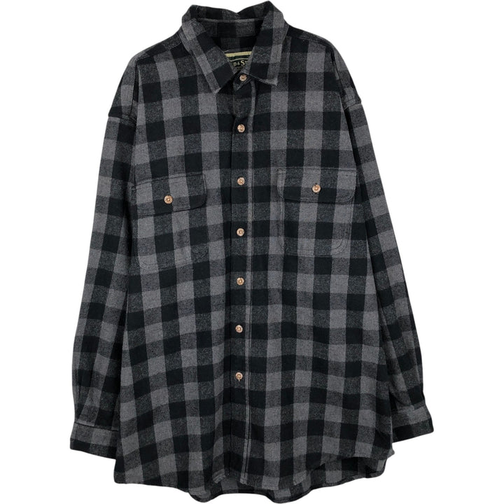 FIELD and STREAM Buffalo Check Long Sleeve Heavy Flannel Check Shirt, Men's Size XL cotton black type Vintage Second Hand