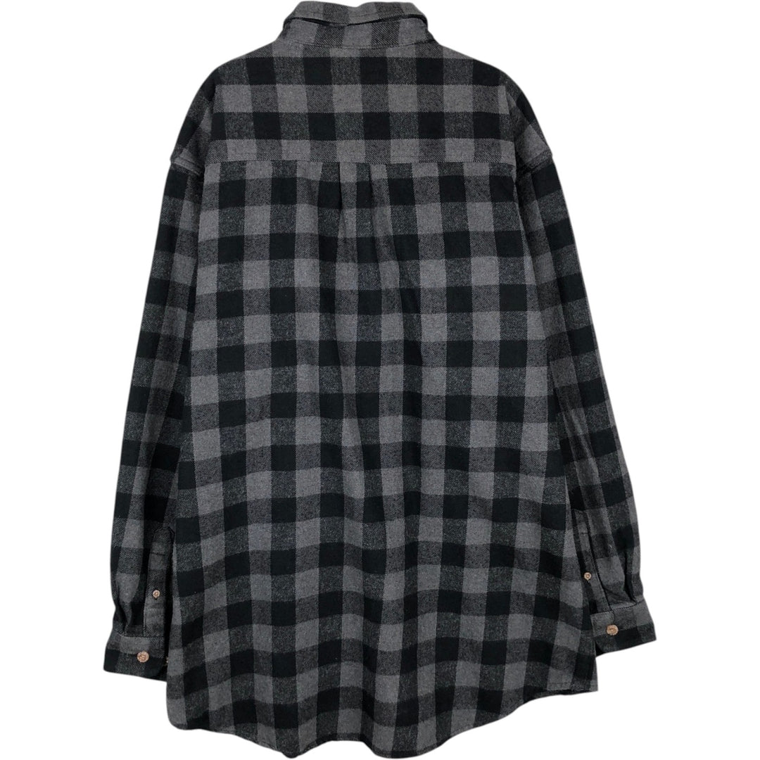 FIELD and STREAM Buffalo Check Long Sleeve Heavy Flannel Check Shirt, Men's Size XL cotton black type Vintage Second Hand