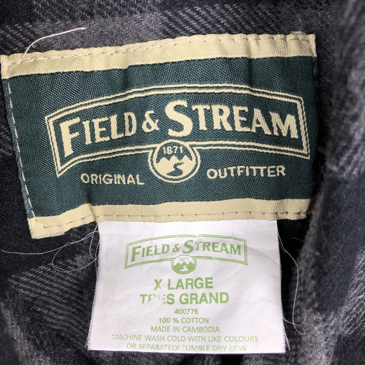 FIELD and STREAM Buffalo Check Long Sleeve Heavy Flannel Check Shirt, Men's Size XL cotton black type Vintage Second Hand