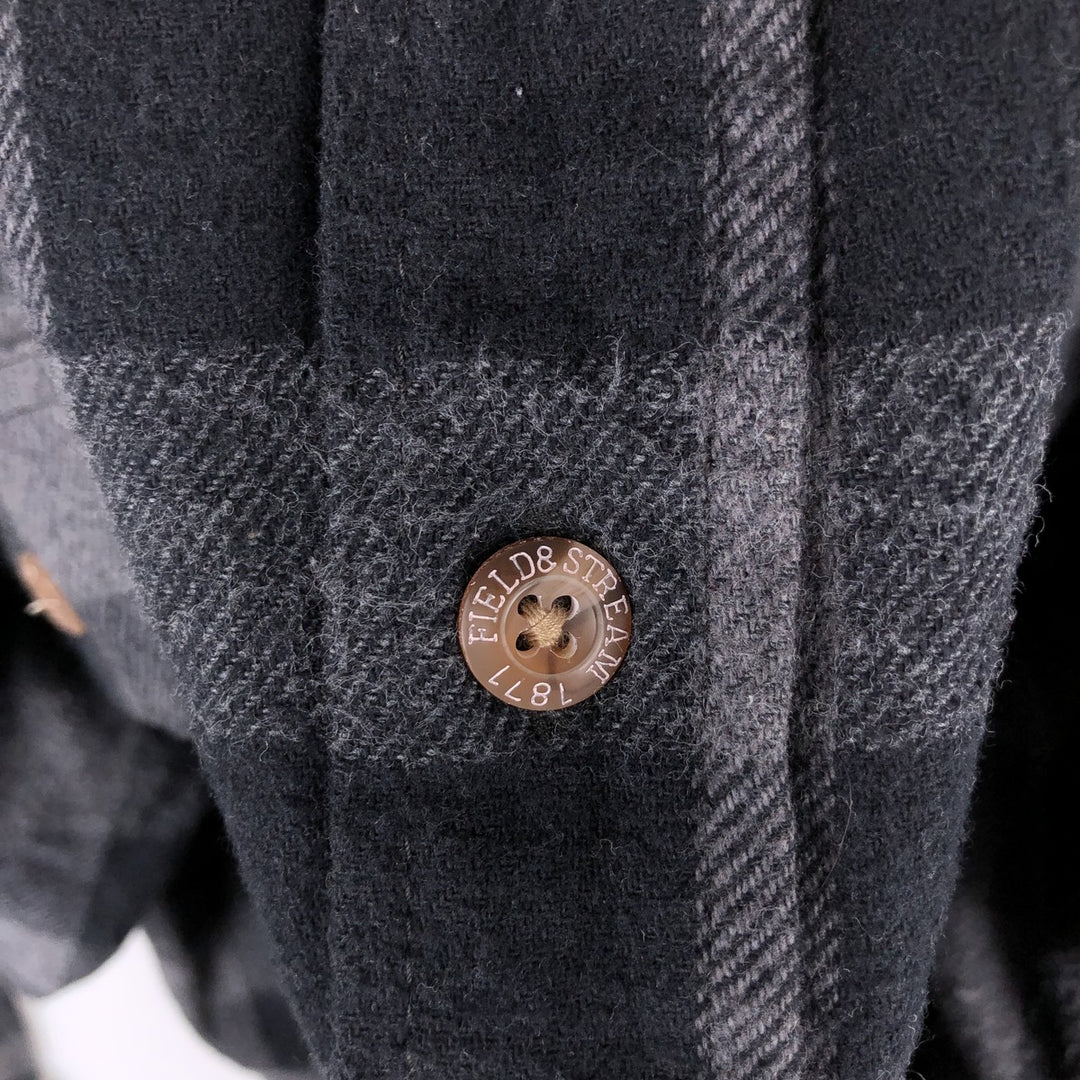FIELD and STREAM Buffalo Check Long Sleeve Heavy Flannel Check Shirt, Men's Size XL cotton black type Vintage Second Hand