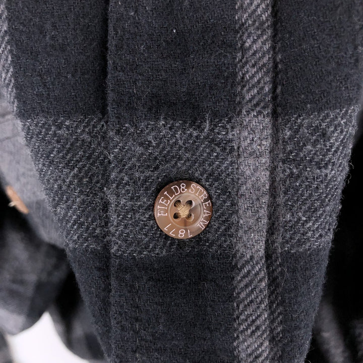 FIELD and STREAM Buffalo Check Long Sleeve Heavy Flannel Check Shirt, Men's Size XL cotton black type Vintage Second Hand