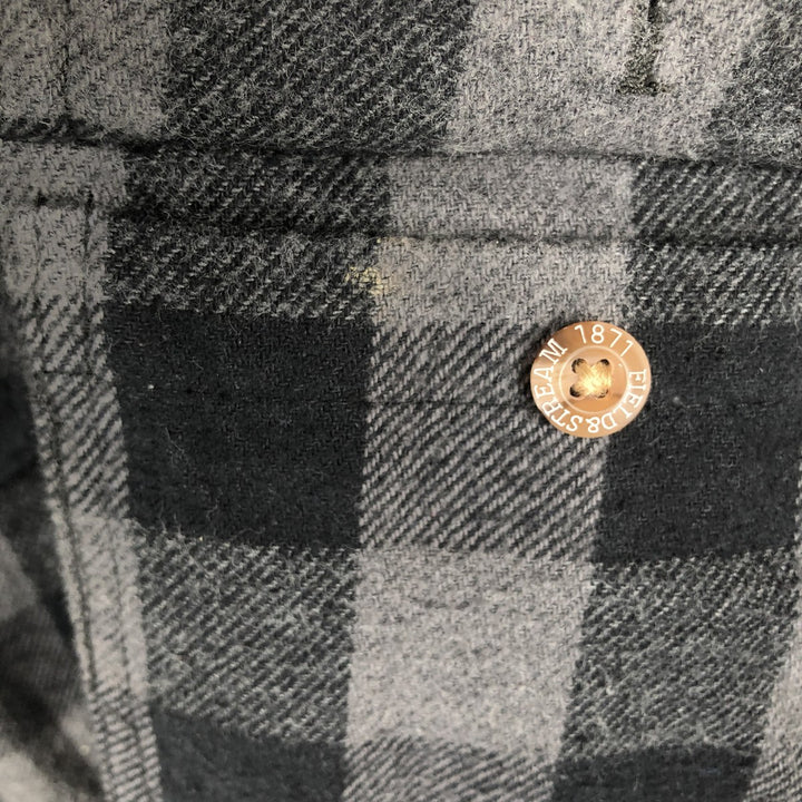 FIELD and STREAM Buffalo Check Long Sleeve Heavy Flannel Check Shirt, Men's Size XL cotton black type Vintage Second Hand