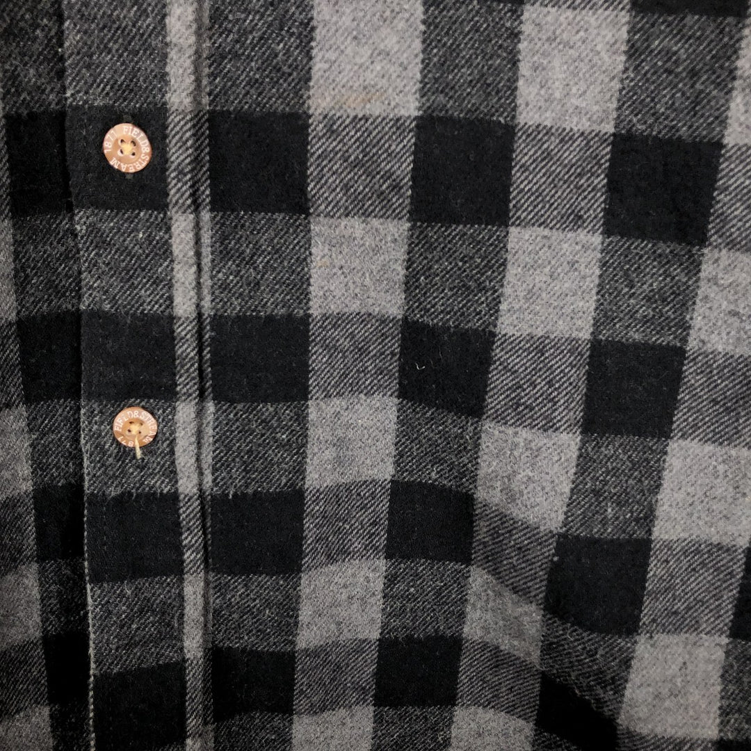 FIELD and STREAM Buffalo Check Long Sleeve Heavy Flannel Check Shirt, Men's Size XL cotton black type Vintage Second Hand