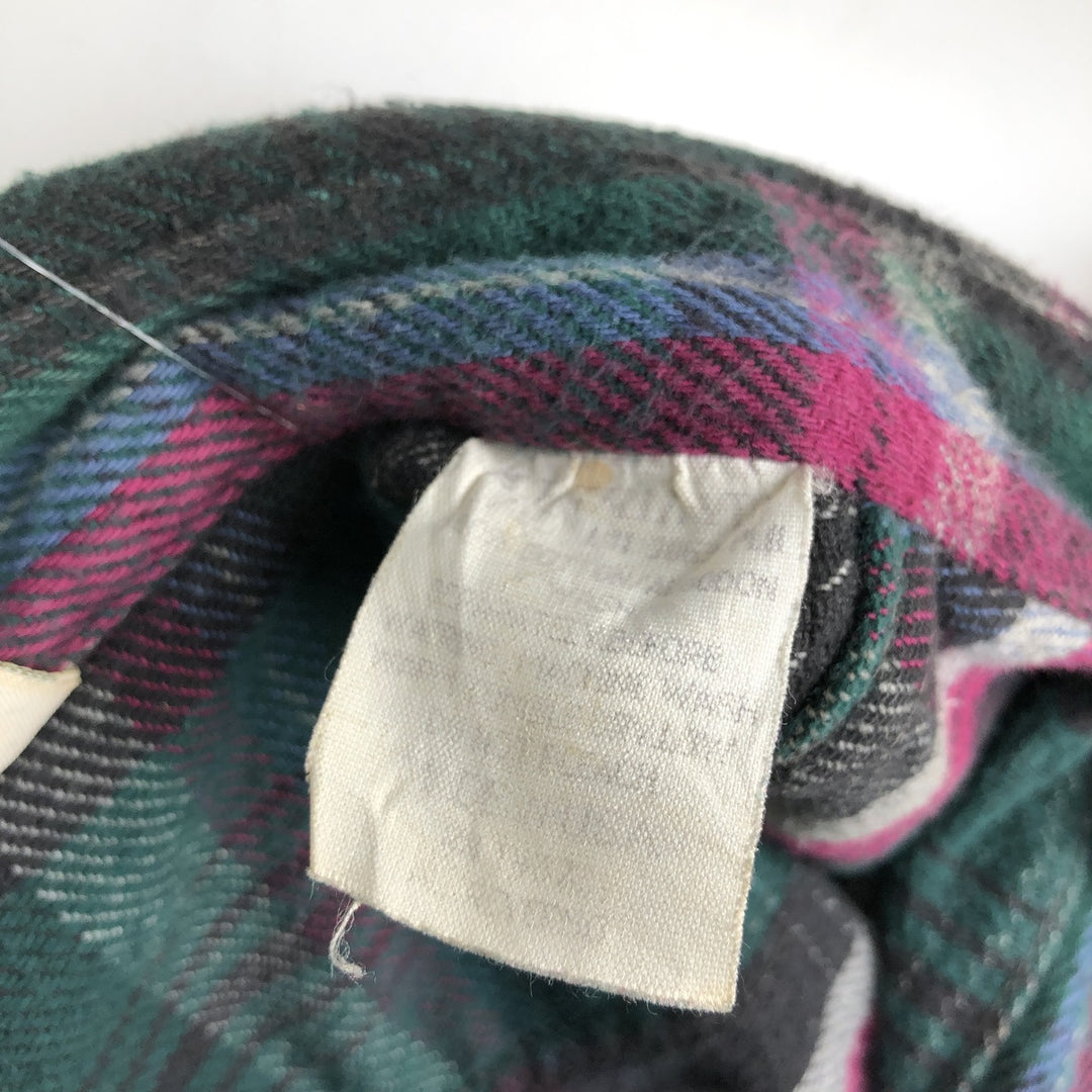 90'S Five Brother Long Sleeve Heavy Flannel Check Shirt Made in USA Men's XL Vintage cotton Green type dark green Vintage Second Hand