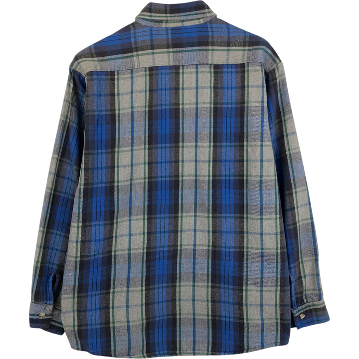 90'S Five Brother Long Sleeve Flannel Check Shirt Men's XL Vintage unclear gray type Vintage Second Hand