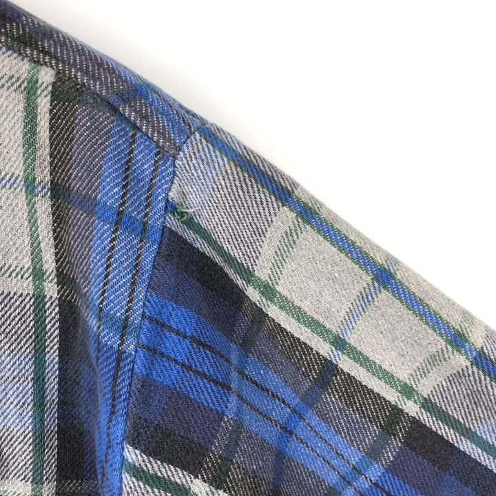 90'S Five Brother Long Sleeve Flannel Check Shirt Men's XL Vintage unclear gray type Vintage Second Hand