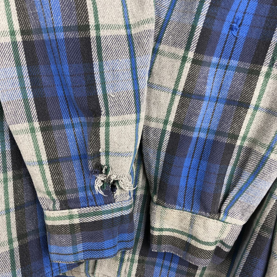 90'S Five Brother Long Sleeve Flannel Check Shirt Men's XL Vintage unclear gray type Vintage Second Hand