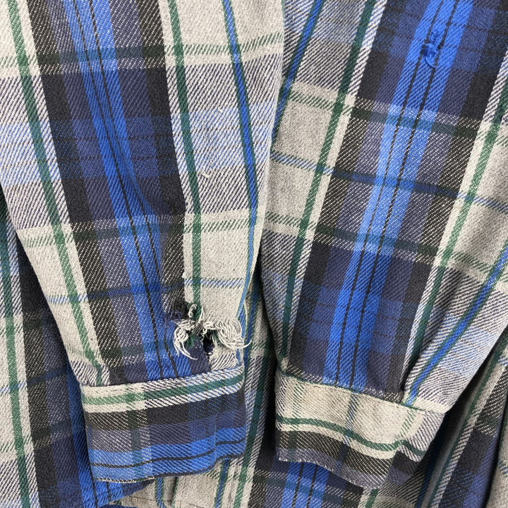 90'S Five Brother Long Sleeve Flannel Check Shirt Men's XL Vintage unclear gray type Vintage Second Hand