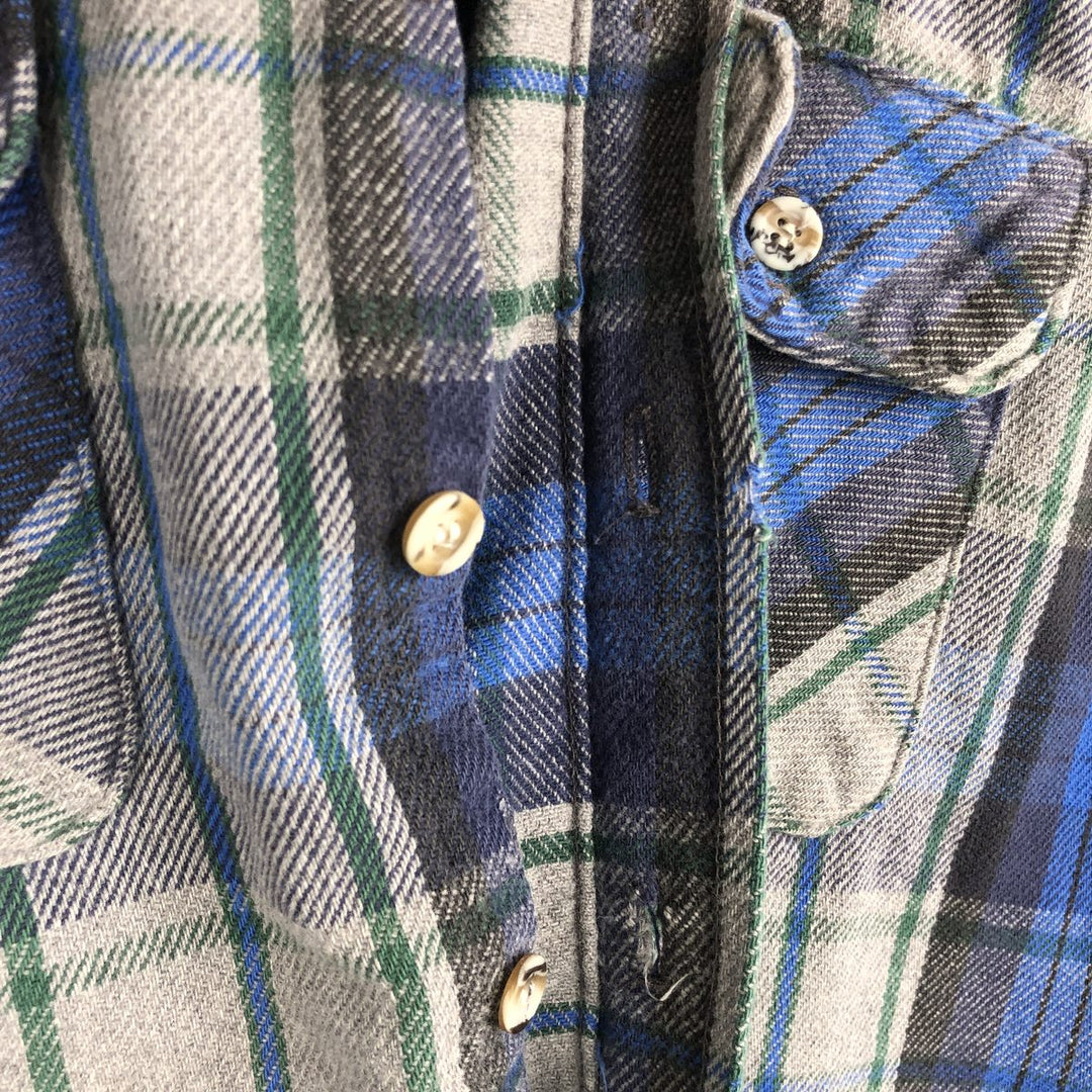 90'S Five Brother Long Sleeve Flannel Check Shirt Men's XL Vintage unclear gray type Vintage Second Hand