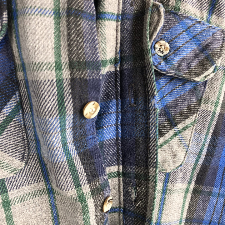 90'S Five Brother Long Sleeve Flannel Check Shirt Men's XL Vintage unclear gray type Vintage Second Hand