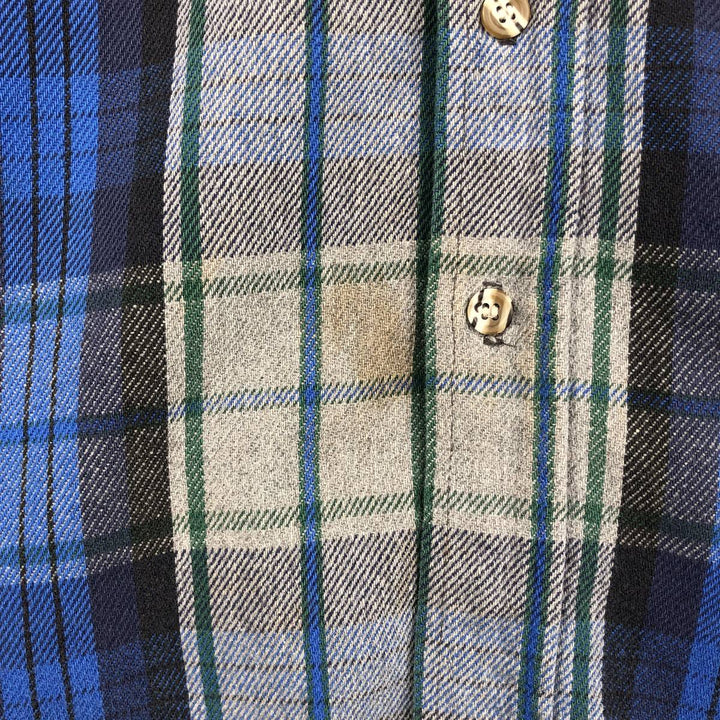 90'S Five Brother Long Sleeve Flannel Check Shirt Men's XL Vintage unclear gray type Vintage Second Hand
