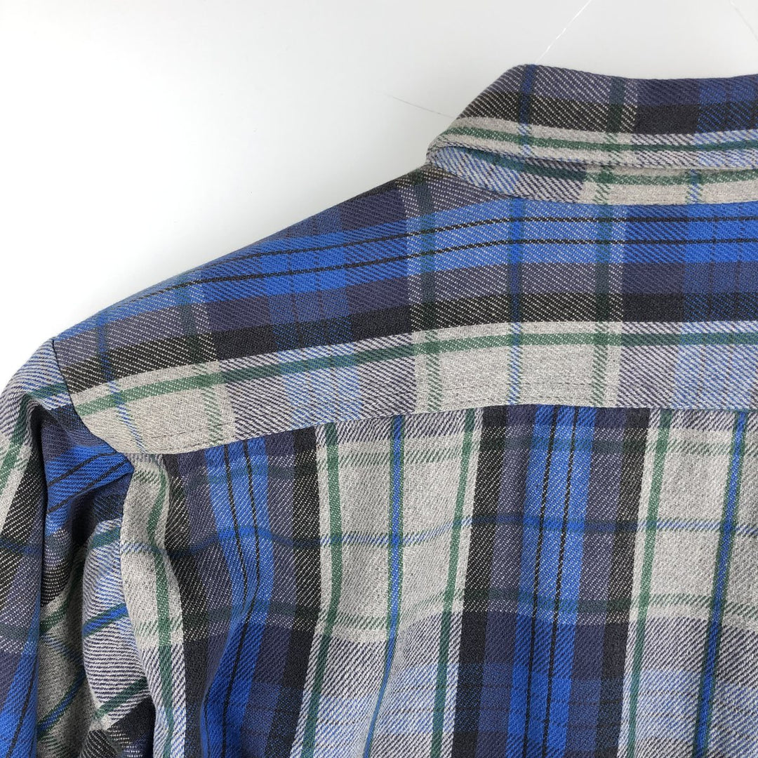 90'S Five Brother Long Sleeve Flannel Check Shirt Men's XL Vintage unclear gray type Vintage Second Hand