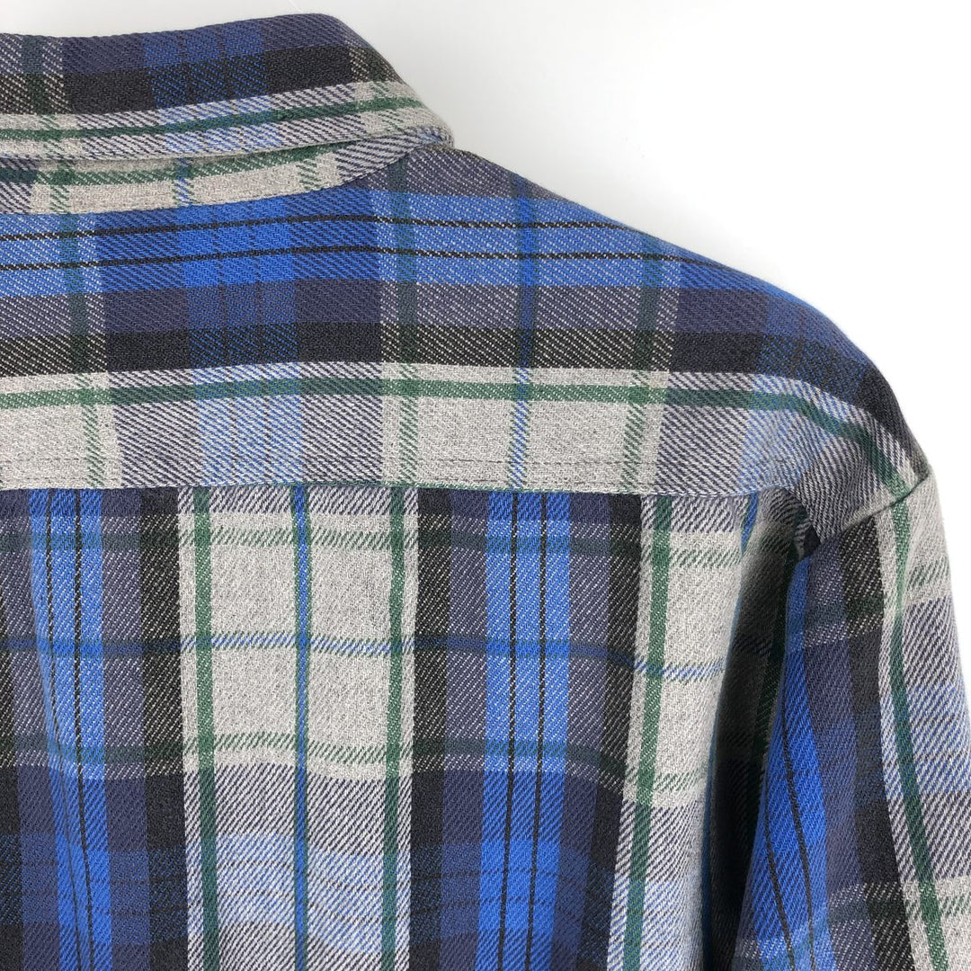 90'S Five Brother Long Sleeve Flannel Check Shirt Men's XL Vintage unclear gray type Vintage Second Hand