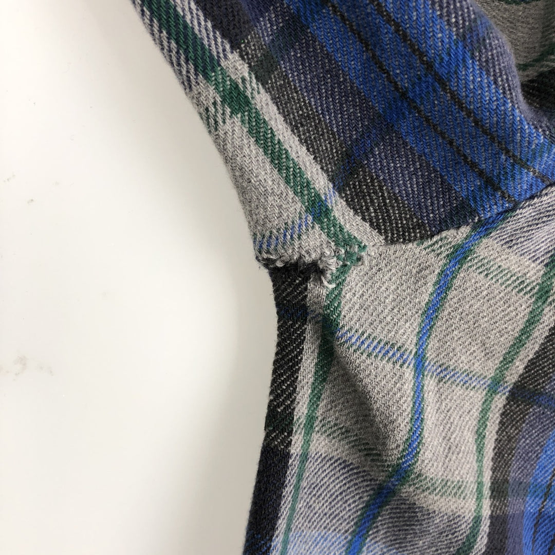 90'S Five Brother Long Sleeve Flannel Check Shirt Men's XL Vintage unclear gray type Vintage Second Hand
