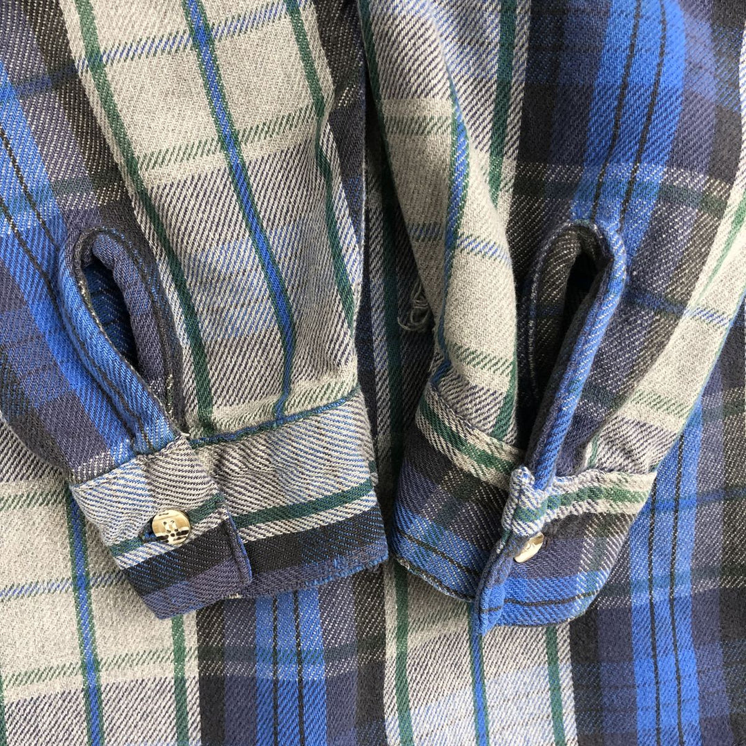 90'S Five Brother Long Sleeve Flannel Check Shirt Men's XL Vintage unclear gray type Vintage Second Hand
