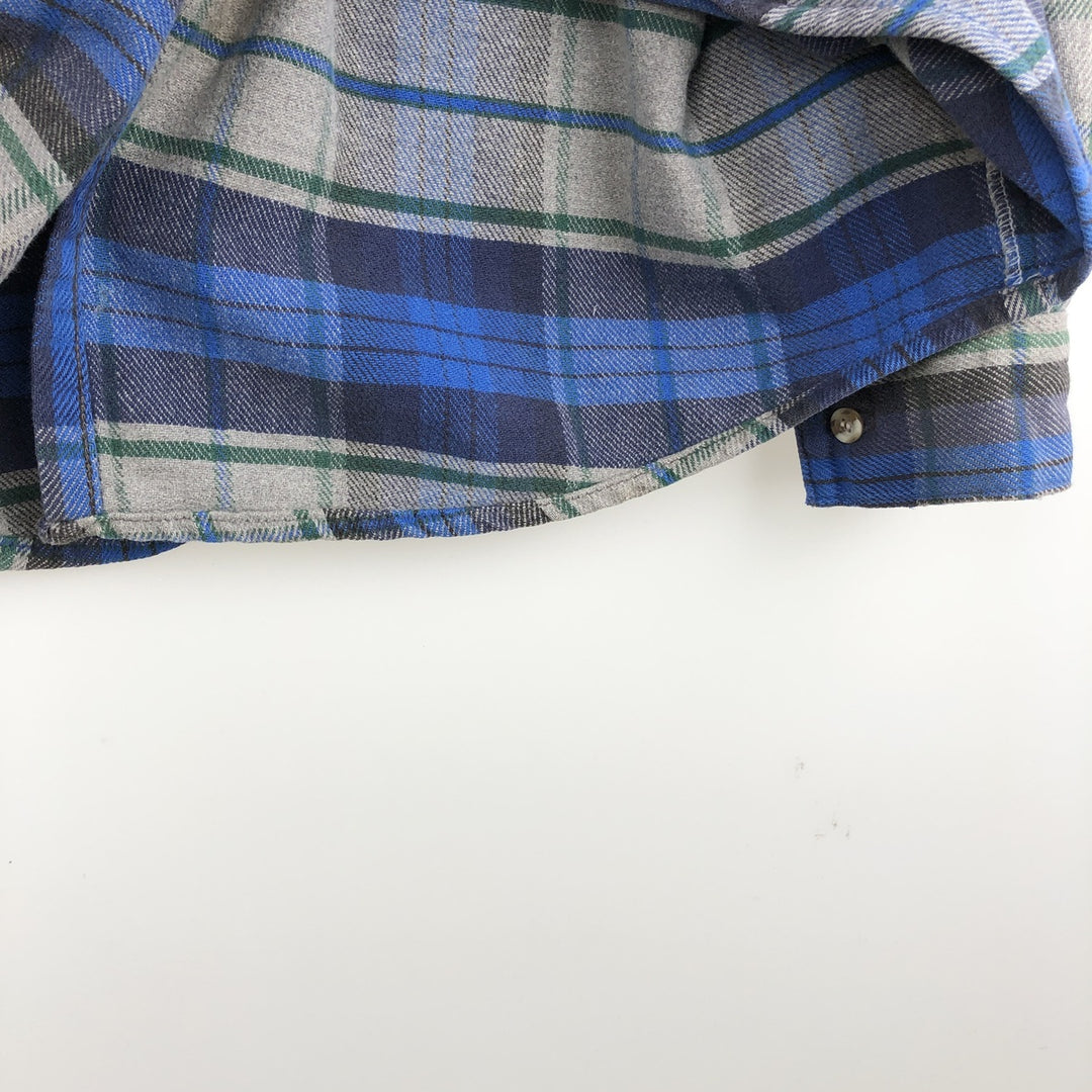 90'S Five Brother Long Sleeve Flannel Check Shirt Men's XL Vintage unclear gray type Vintage Second Hand