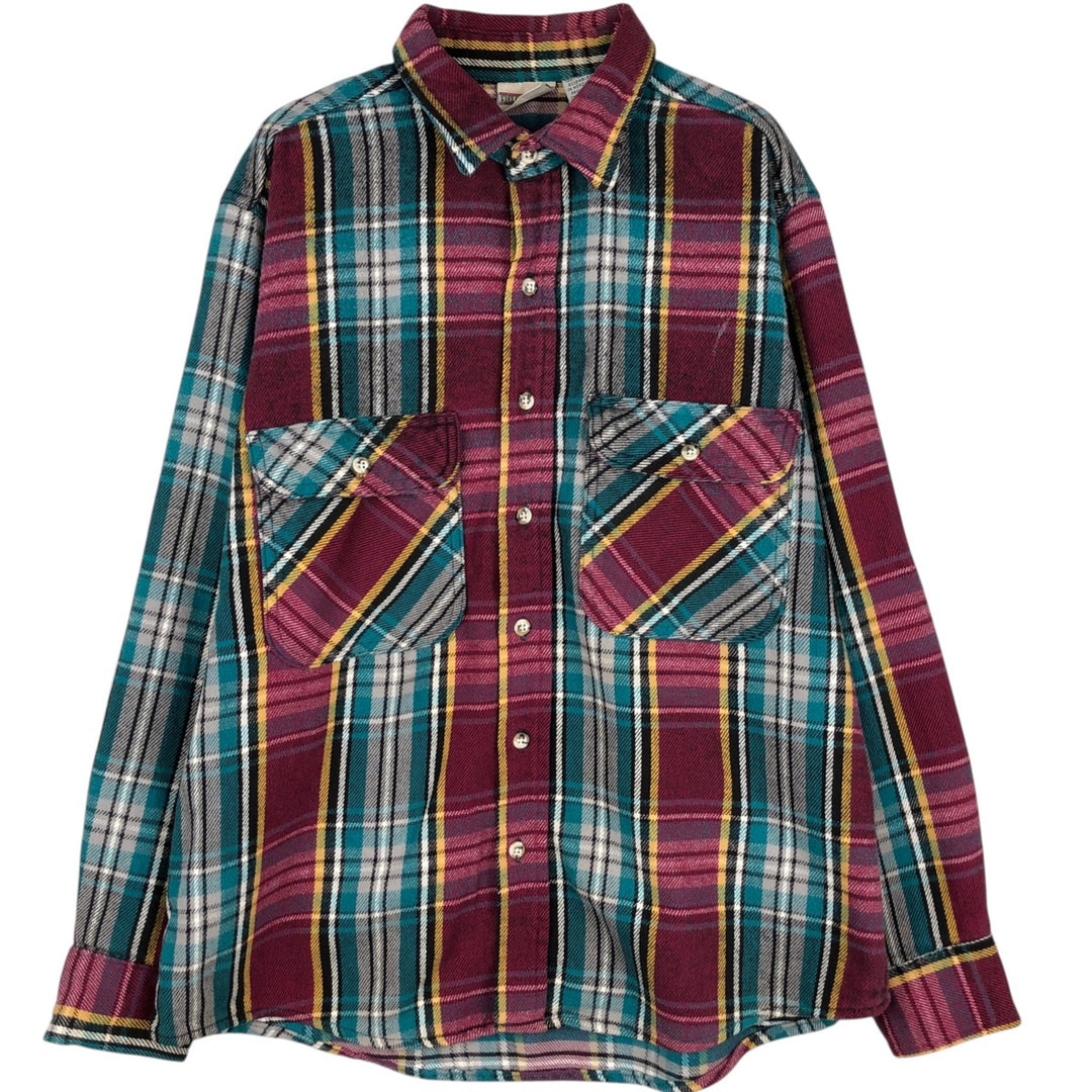 FIELD and STREAM Long Sleeve Heavy Flannel Check Shirt, Men's Size L cotton red type Vintage Second Hand