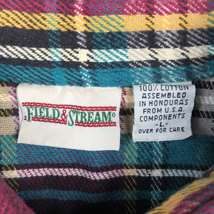 FIELD and STREAM Long Sleeve Heavy Flannel Check Shirt, Men's Size L cotton red type Vintage Second Hand