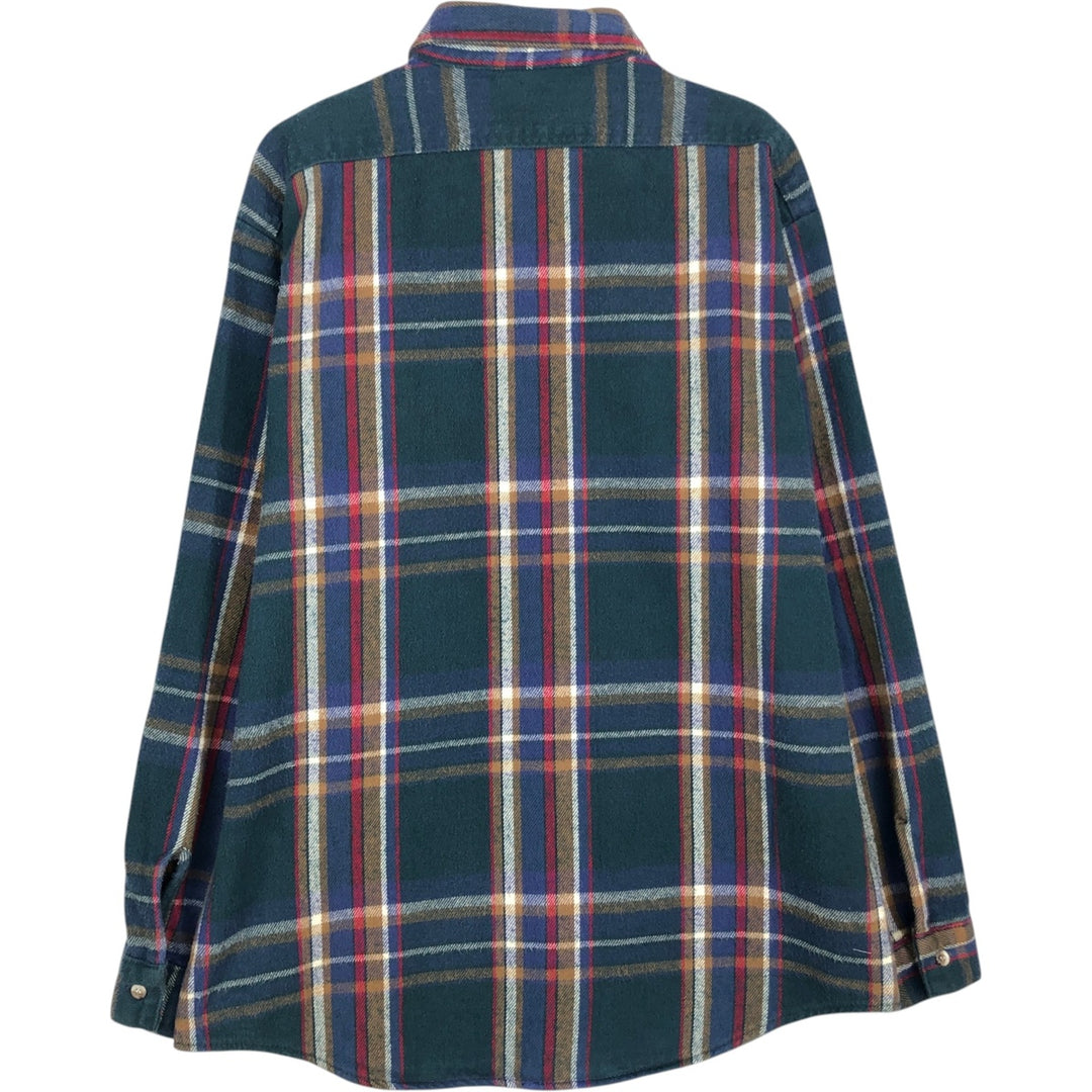 90'S Five Brother Long Sleeve Flannel Check Shirt Men's XL Vintage unclear Green type dark green Vintage Second Hand