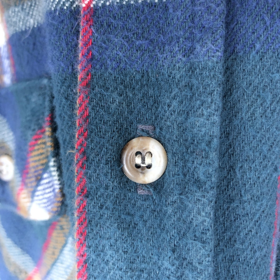 90'S Five Brother Long Sleeve Flannel Check Shirt Men's XL Vintage unclear Green type dark green Vintage Second Hand