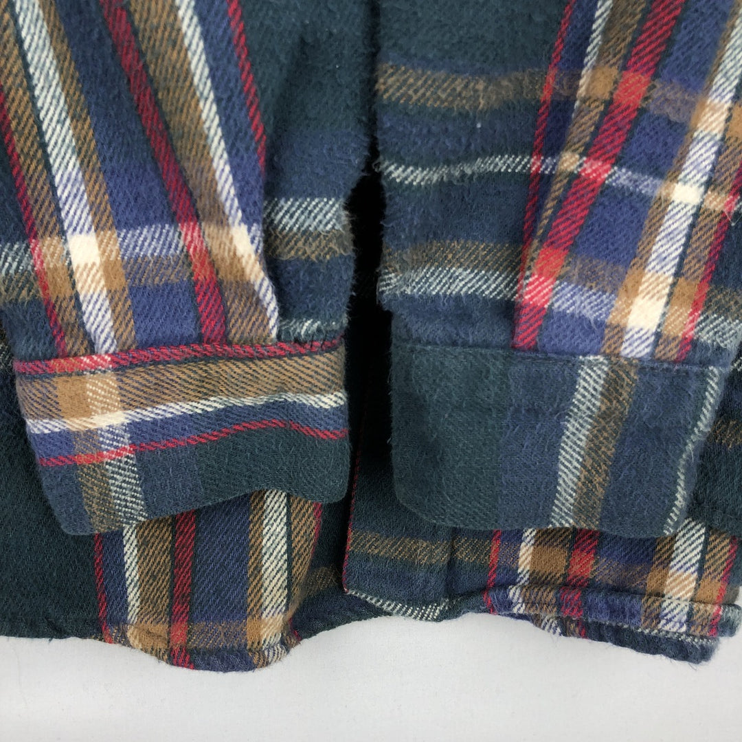 90'S Five Brother Long Sleeve Flannel Check Shirt Men's XL Vintage unclear Green type dark green Vintage Second Hand