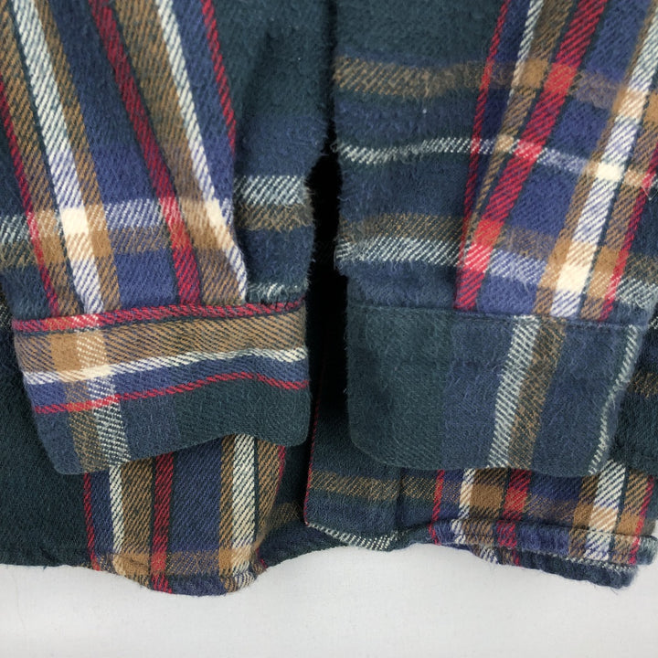 90'S Five Brother Long Sleeve Flannel Check Shirt Men's XL Vintage unclear Green type dark green Vintage Second Hand