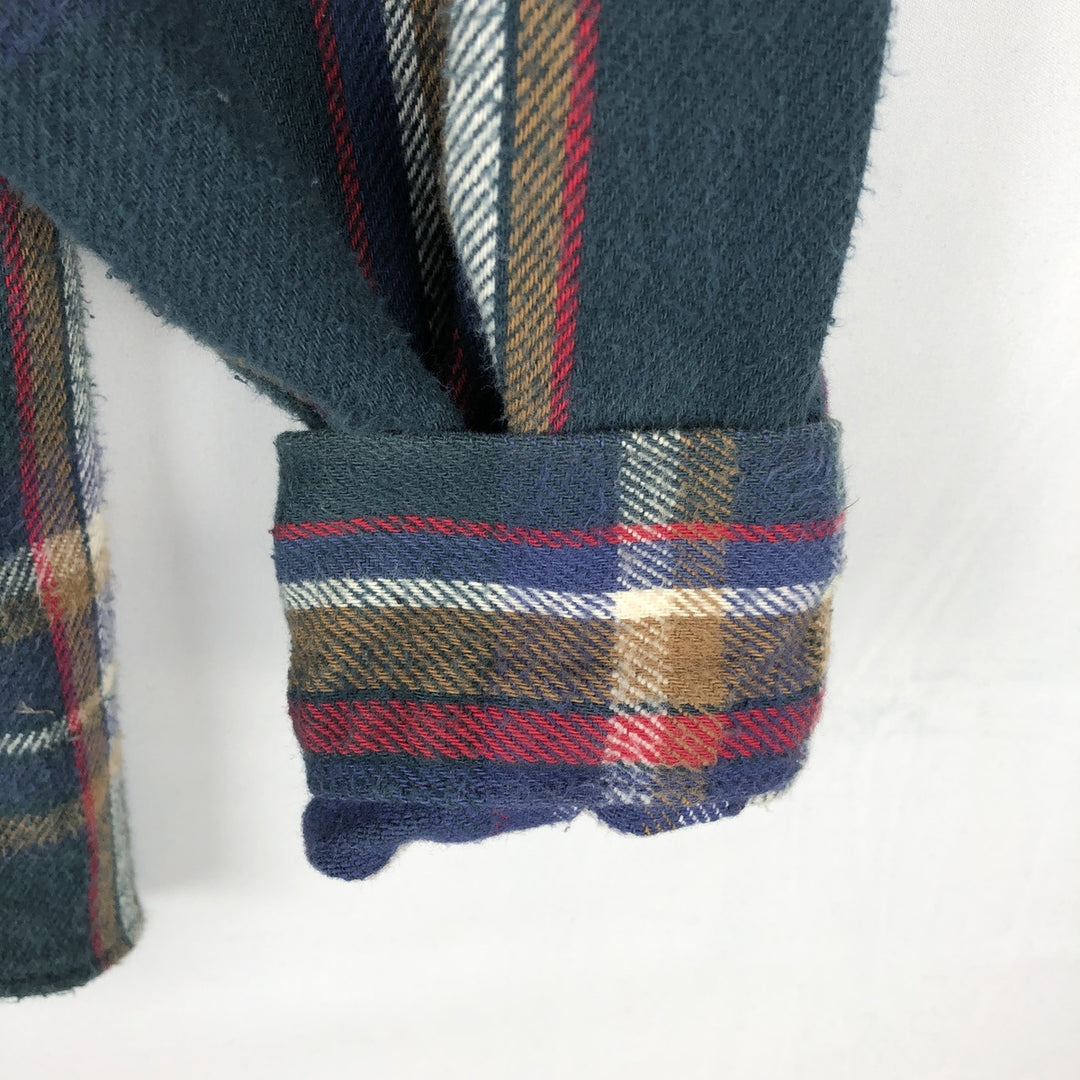 90'S Five Brother Long Sleeve Flannel Check Shirt Men's XL Vintage unclear Green type dark green Vintage Second Hand