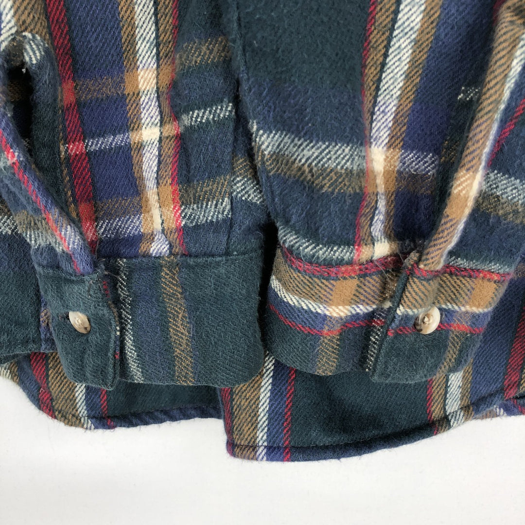 90'S Five Brother Long Sleeve Flannel Check Shirt Men's XL Vintage unclear Green type dark green Vintage Second Hand