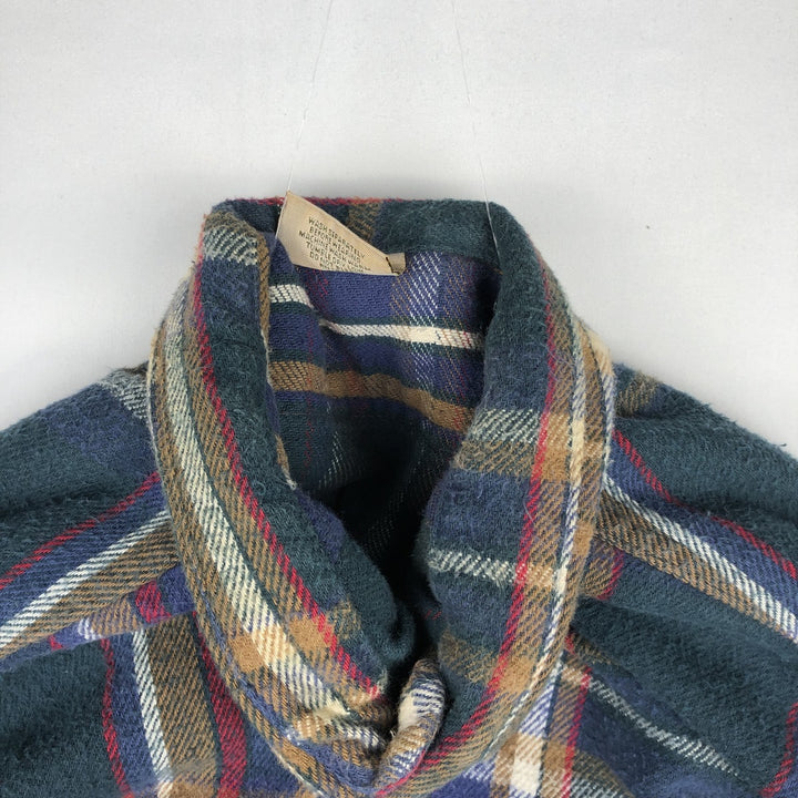90'S Five Brother Long Sleeve Flannel Check Shirt Men's XL Vintage unclear Green type dark green Vintage Second Hand