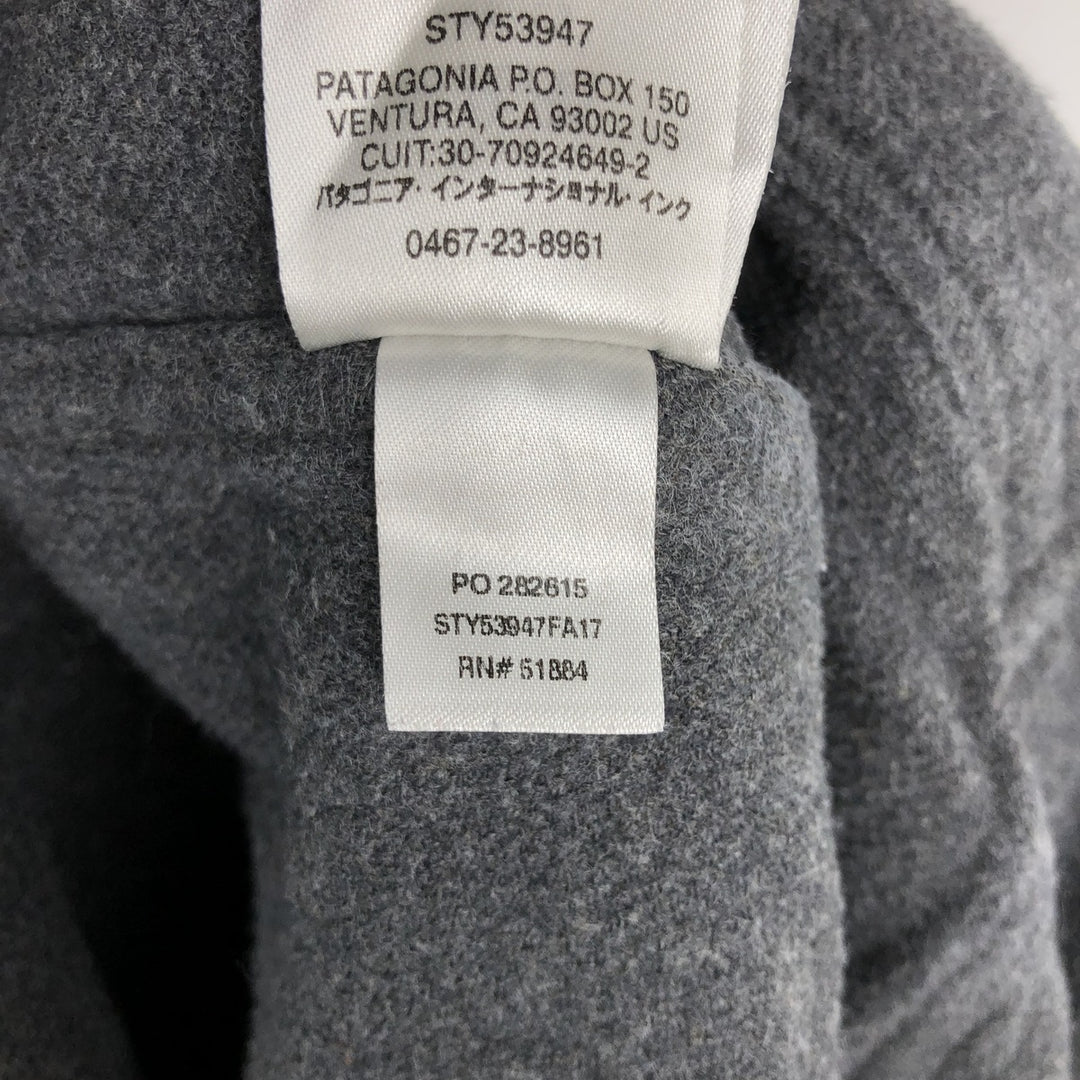 Patagonia Organic Cotton 53947FA17 Advertising Long-Sleeve Flannel Shirt, Boxy Fit, Men's XL Equivalent Organic cotton gray type Vintage Second Hand