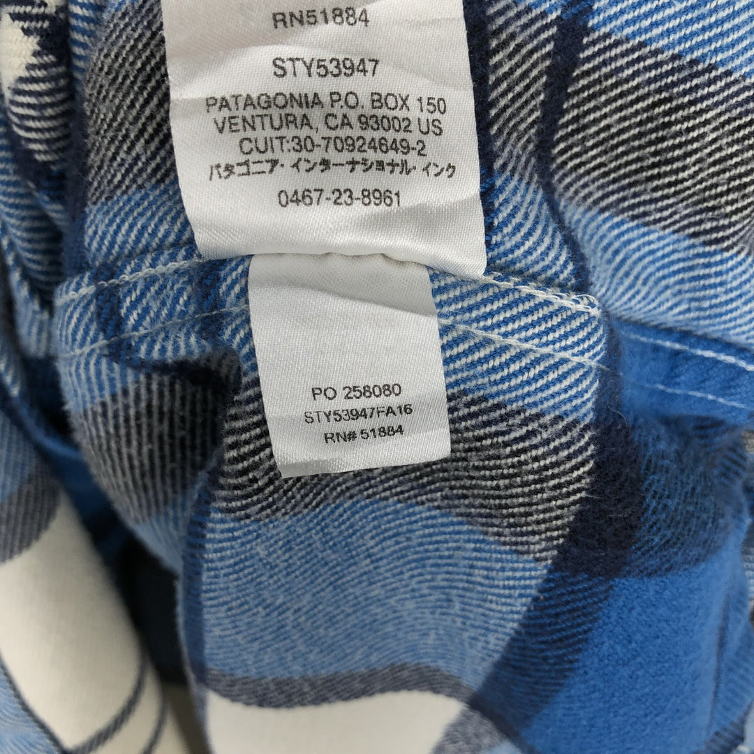 Patagonia Organic Cotton 53947FA16 Long-Sleeve Flannel Check Shirt, Boxy Shirt, Men's Size M Organic cotton blue type Vintage Second Hand