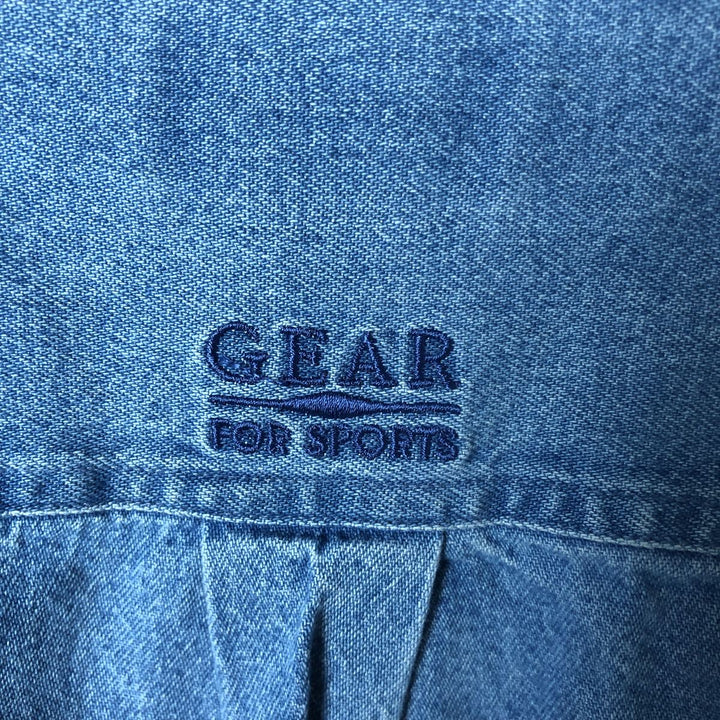 GEAR MICHELIN Long-Sleeve Button-Down Denim Shirt, Men's Size XL (approx.) cotton blue type Vintage Second Hand
