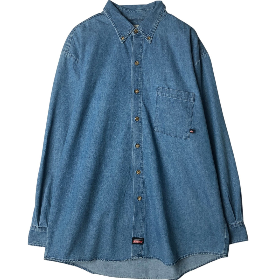 Dickies Long Sleeve Button Down Denim Shirt Men's XL cotton Blue type light blue Vintage Second Hand