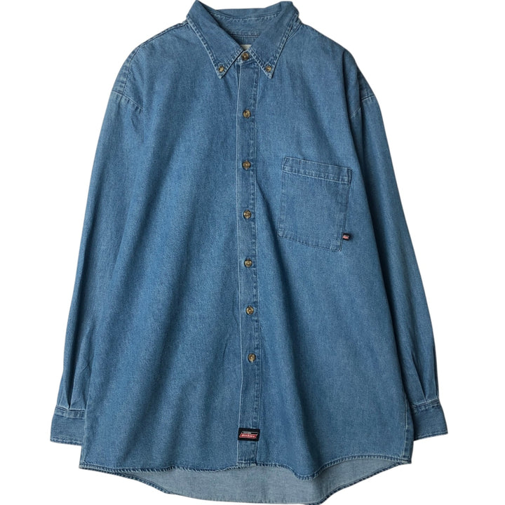 Dickies Long Sleeve Button Down Denim Shirt Men's XL cotton Blue type light blue Vintage Second Hand