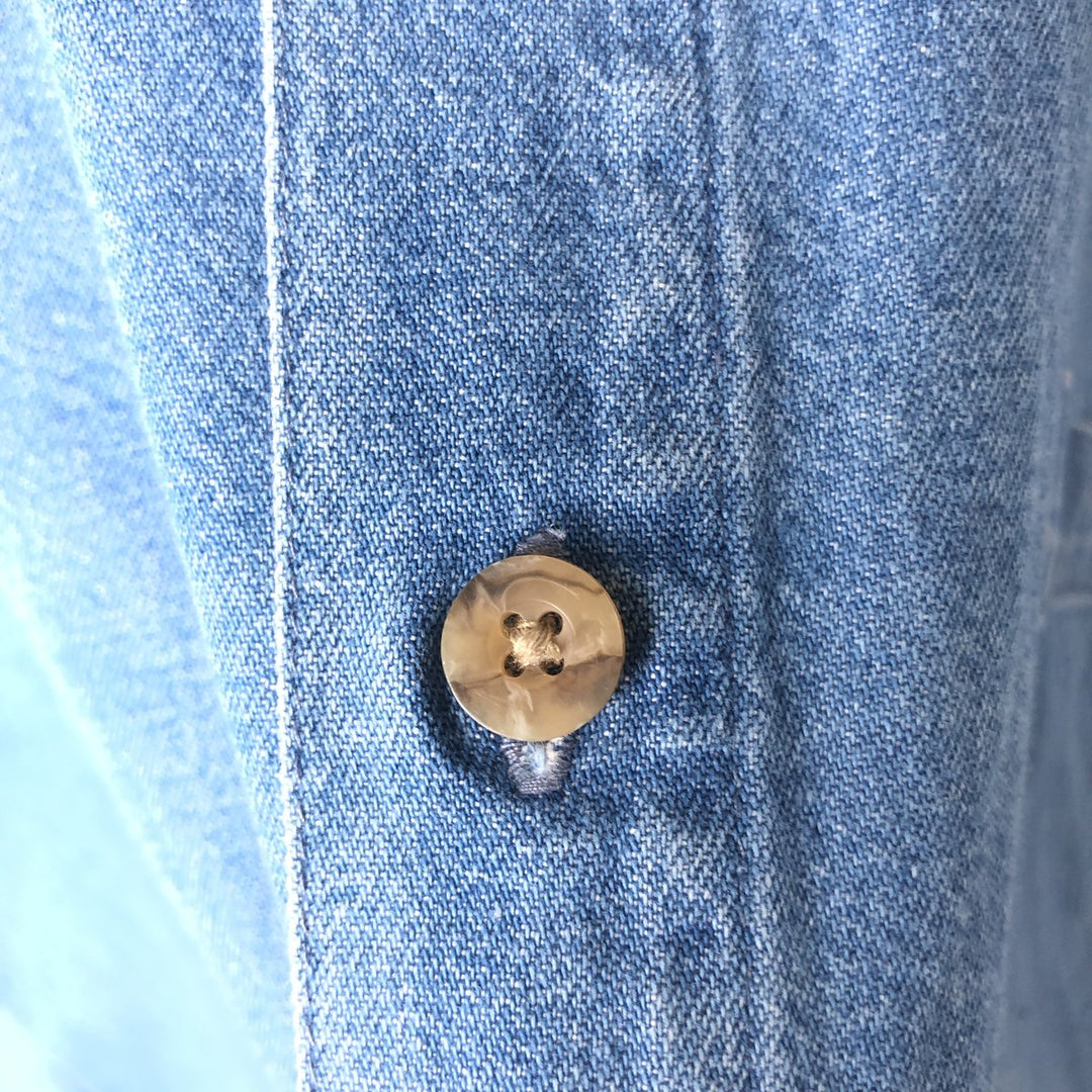 Dickies Long Sleeve Button Down Denim Shirt Men's XL cotton Blue type light blue Vintage Second Hand