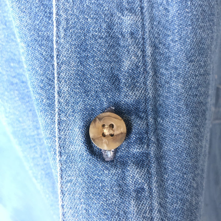 Dickies Long Sleeve Button Down Denim Shirt Men's XL cotton Blue type light blue Vintage Second Hand