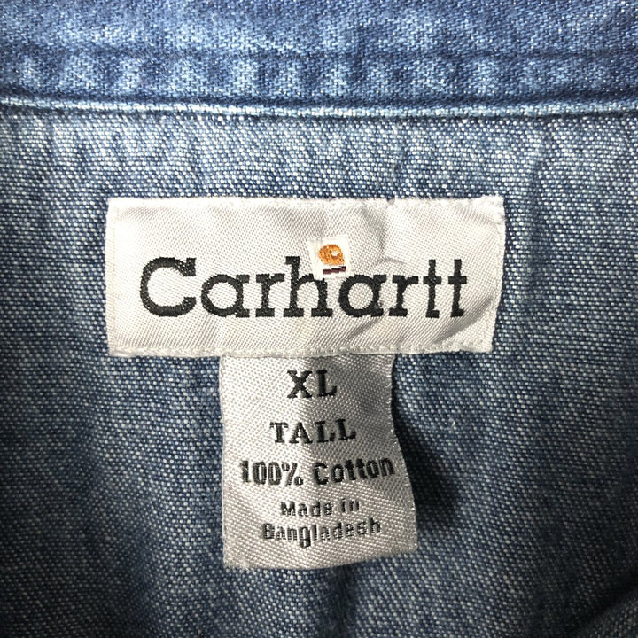 Carhartt Long Sleeve Denim Western Shirt, Men's XL cotton blue type Vintage Second Hand