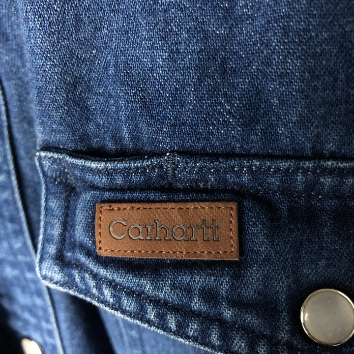 Carhartt Long Sleeve Denim Western Shirt, Men's XL cotton blue type Vintage Second Hand