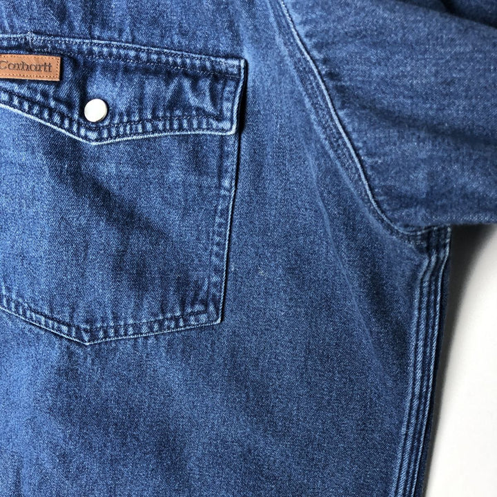 Carhartt Long Sleeve Denim Western Shirt, Men's XL cotton blue type Vintage Second Hand