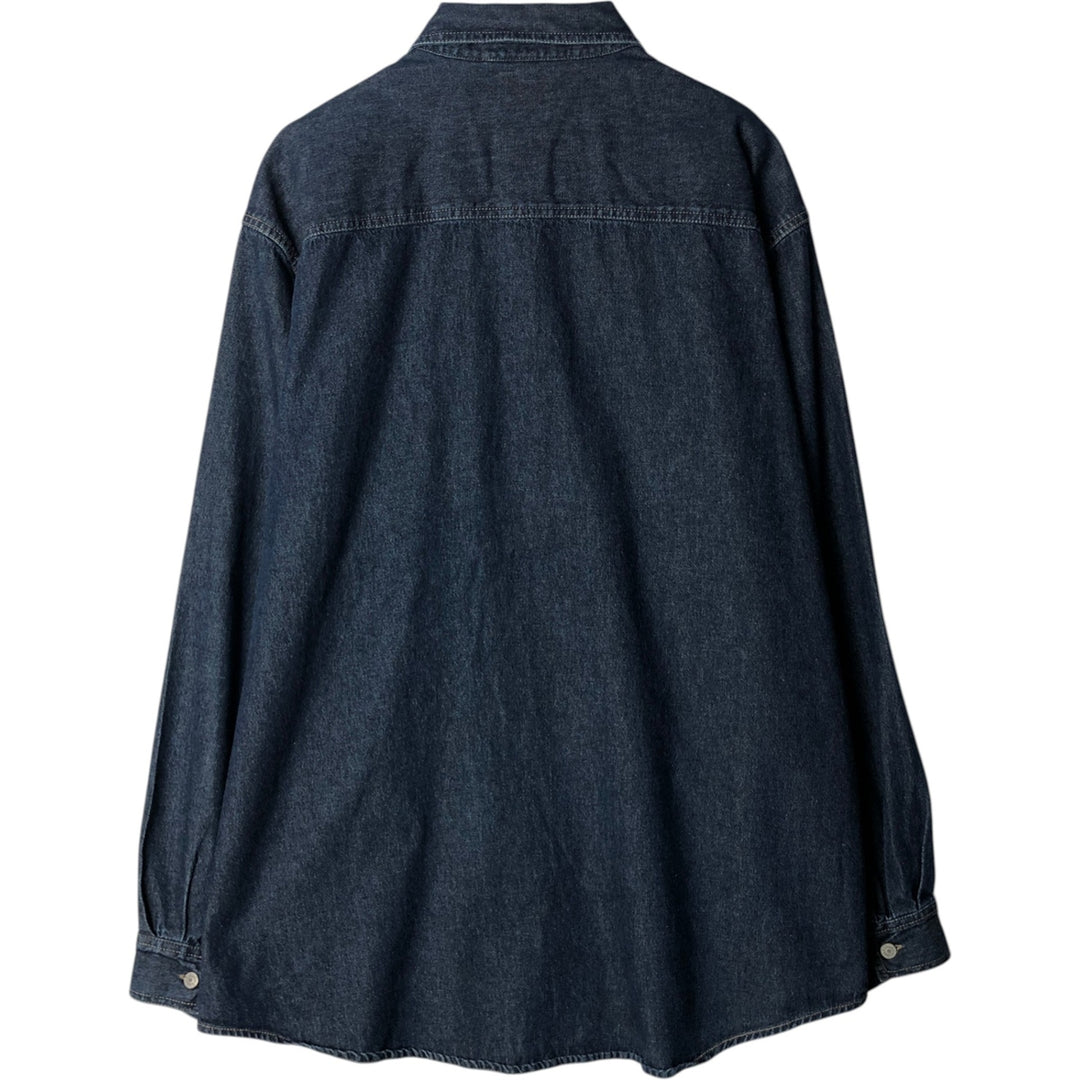 Dark navy Levi's RED TAB long-sleeved denim shirt, men's size XL equivalent. cotton navy blue type Vintage Second Hand