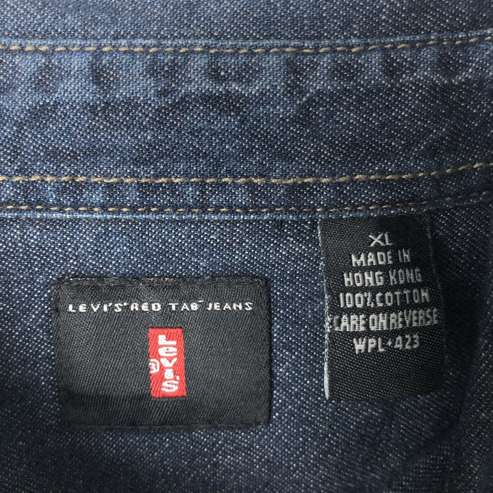 Dark navy Levi's RED TAB long-sleeved denim shirt, men's size XL equivalent. cotton navy blue type Vintage Second Hand